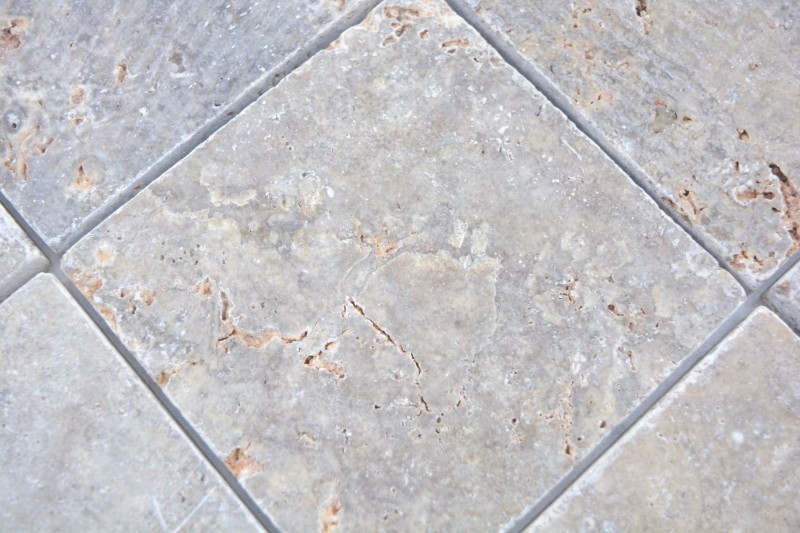 Tile Travertine natural stone Silver silver white gray light gray natural stone tile silver antique look floor tile wall tile kitchen - MOSF-45-47030