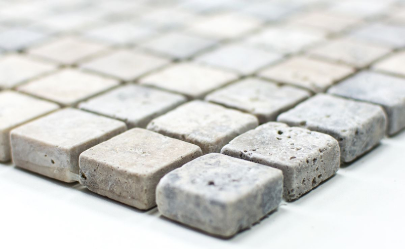 Mosaic tile travertine natural stone white gray silver Antique Travertine MOS43-47023_f