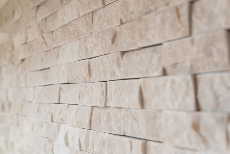 Hand-painted mosaic stone wall marble natural stone ivory Brick Splitface Botticino Marble 3D MOS45-1202_m