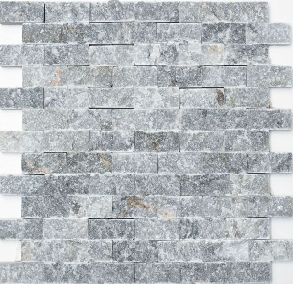Splitface marble stone wall stone wall natural stone anthracite gray brick wall bond 3D optics tile mirror - MOS40-48196