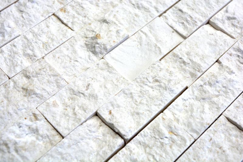 Limestone mosaic natural stone Splitface stone wall white cream Brick Limestone 3D optics tile backsplash wall tile bathroom - MOS29-49248