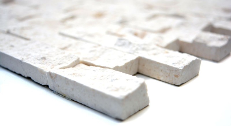 Limestone mosaic natural stone Splitface stone wall white cream Brick Limestone 3D optics tile backsplash wall tile bathroom - MOS29-49248