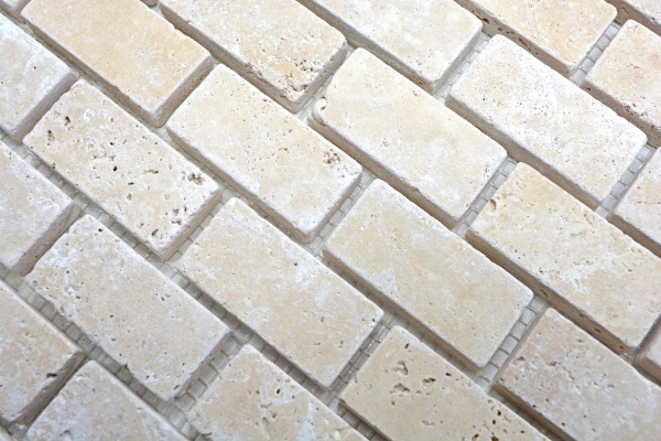 Mosaic tile travertine natural stone beige Brick Chiaro Antique Travertine MOS43-46234_f