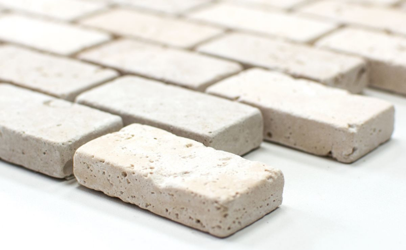 Mosaic tile travertine natural stone beige Brick Chiaro Antique Travertine MOS43-46234_f