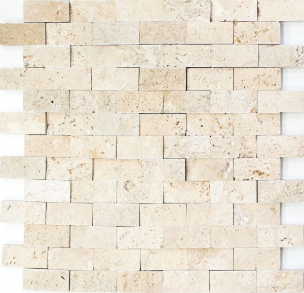 Travertine stone wall stones wall natural stone beige brick split face 3D look tile backsplash kitchen tile wall - MOS43-46248
