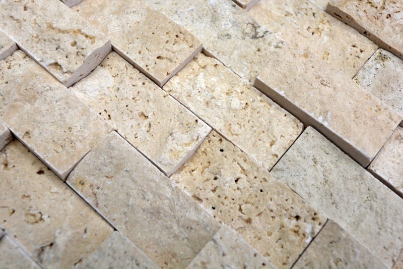 Travertine stone wall stones wall natural stone beige brick split face 3D look tile backsplash kitchen tile wall - MOS43-46248