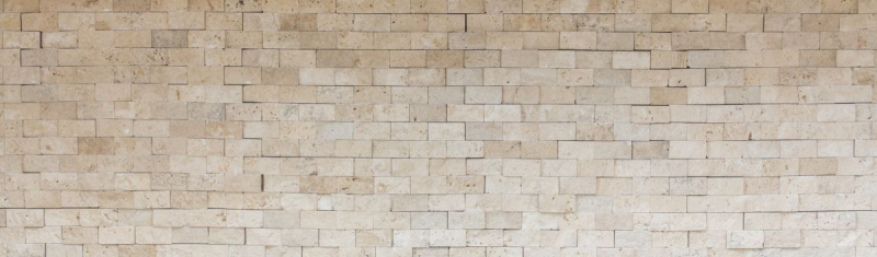 Mosaic tile Travertine natural stone beige Brick Splitface Chiaro Travertine 3D MOS43-46248_f