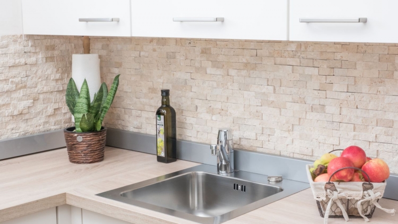 Travertine stone wall stones wall natural stone beige brick split face 3D look tile backsplash kitchen tile wall - MOS43-46248