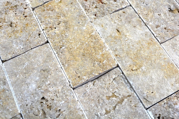 Mosaic stone wall Travertine natural stone walnut Brick Splitface 3D optic wall facing tile backsplash kitchen wall - MOS43-1210