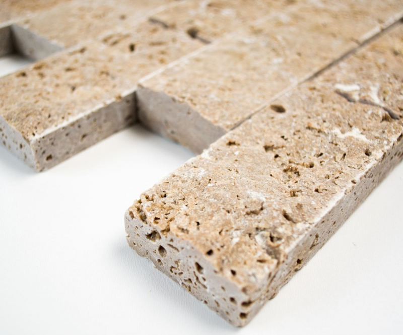 Mosaic stone wall Travertine natural stone walnut Brick Splitface 3D optic wall facing tile backsplash kitchen wall - MOS43-1210