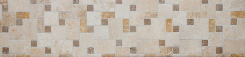Travertine mosaic tiles terrace wall floor natural stone beige brown golden brown Roman bond floor tile - MOS43-1204