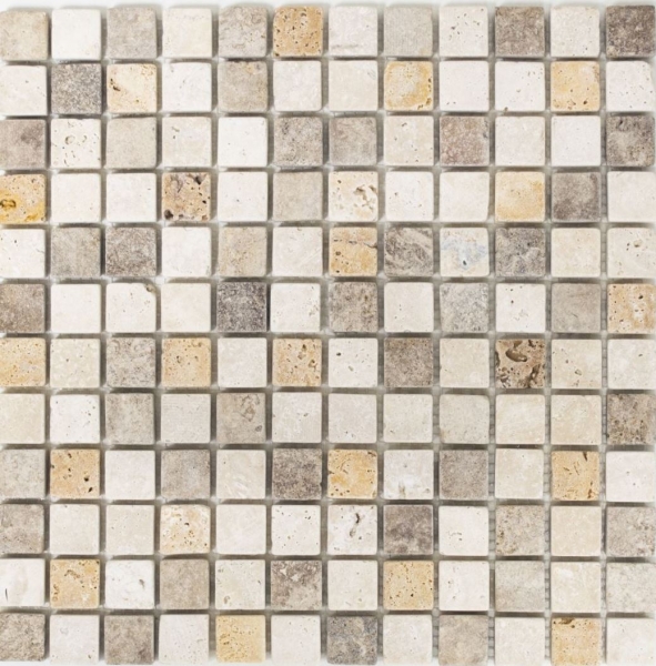 Mosaic tile travertine natural stone beige brown travertine tumbled MOS43-46380_f