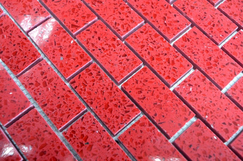 Mosaic tiles quartz composite artificial stone Brick Artificial red MOS46-ASMB4
