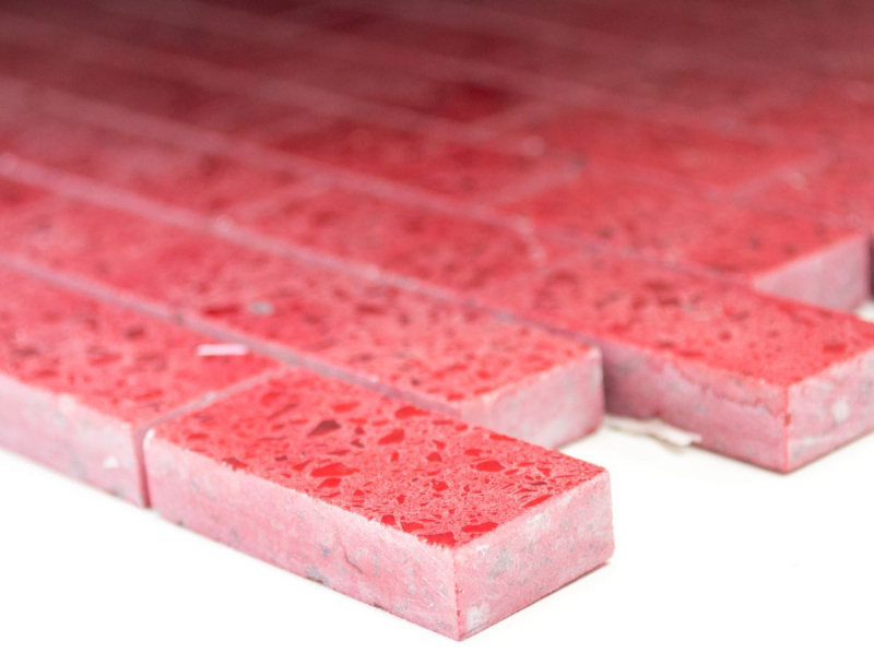 Hand-patterned mosaic tile mirror quartz composite artificial stone Brick Artificial red MOS46-ASMB4_m