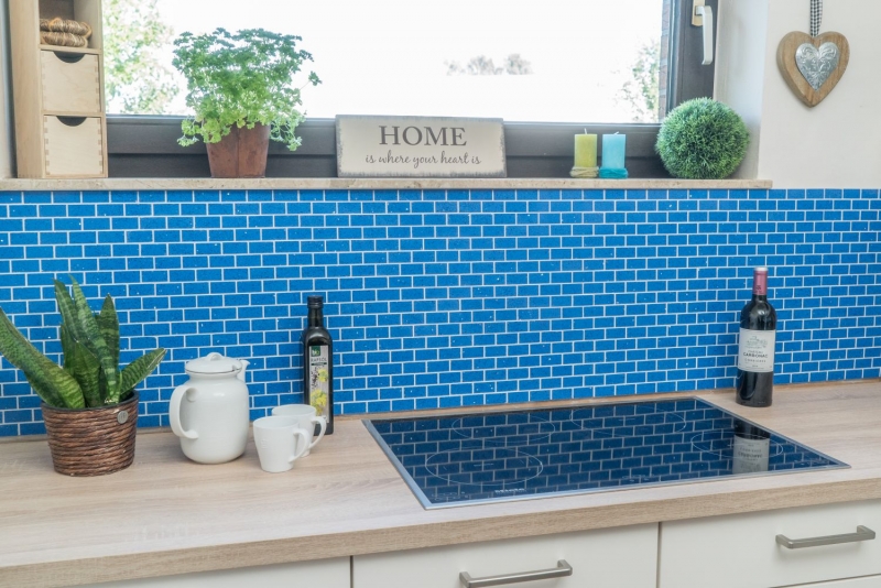 Mosaic tiles quartz composite artificial stone Brick Artificial blue MOS46-ASMB5
