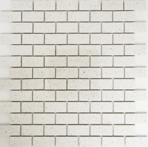 Mosaic tiles quartz composite artificial stone Brick Artifical white MOS46-0104