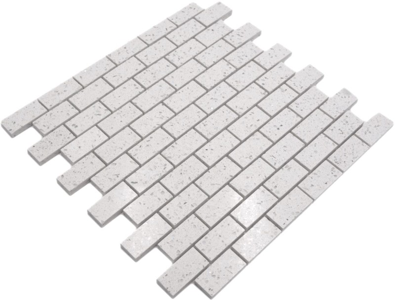 Mosaic tiles quartz composite artificial stone Brick Artifical white MOS46-0104