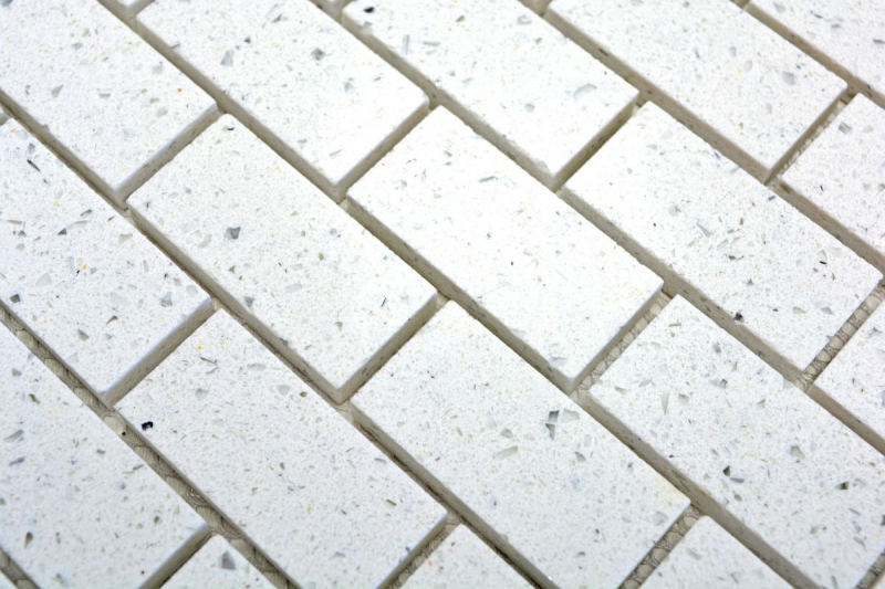Mosaic tiles quartz composite artificial stone Brick Artifical white MOS46-0104