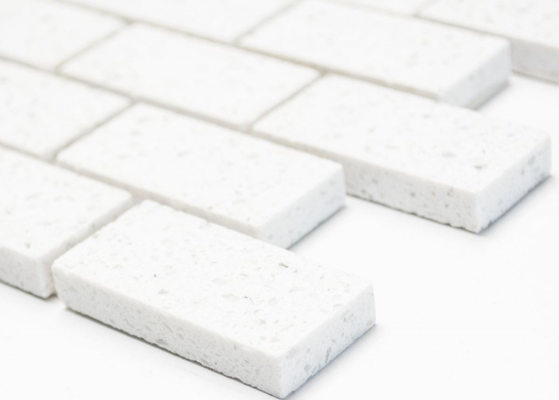 Mosaic tiles quartz composite artificial stone Brick Artifical white MOS46-0104