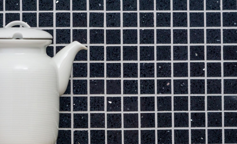 Mosaic tiles quartz composite artificial stone Artificial black MOS46-ASM22