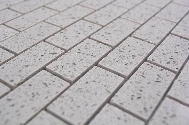 Mosaic tiles quartz composite artificial stone Brick Artifical gray MOS46-0204