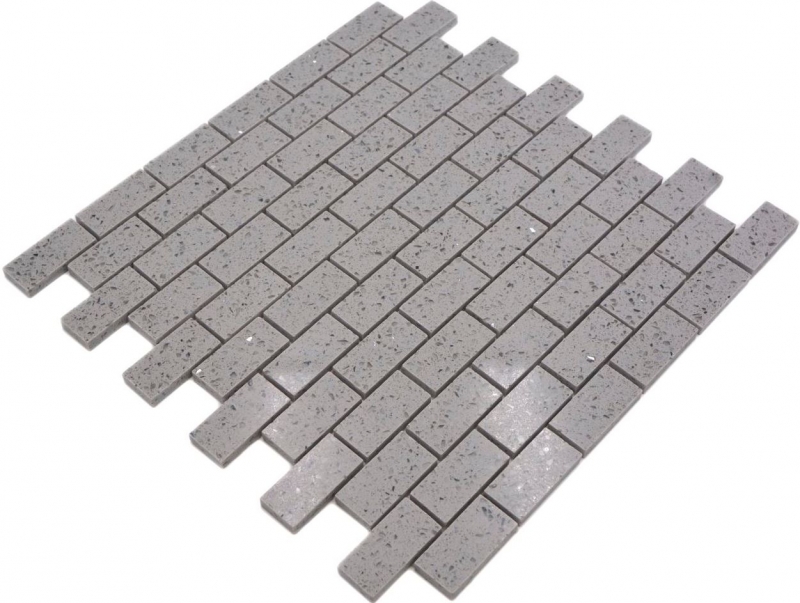 Mosaic tiles quartz composite artificial stone Brick Artifical gray MOS46-0204