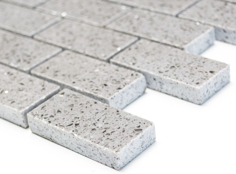 Mosaic tiles quartz composite artificial stone Brick Artifical gray MOS46-0204