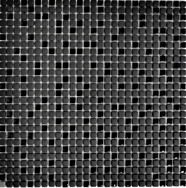 Hand-painted mosaic tile ECO Recycling GLAS Enamel black matt glass MOS140-01B_m