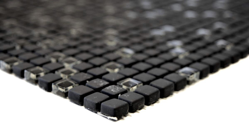 Hand-painted mosaic tile ECO Recycling GLAS Enamel black matt glass MOS140-01B_m
