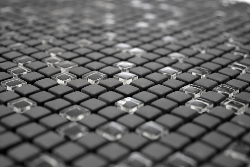 Hand-painted mosaic tile ECO Recycling GLAS Enamel black matt glass MOS140-01B_m