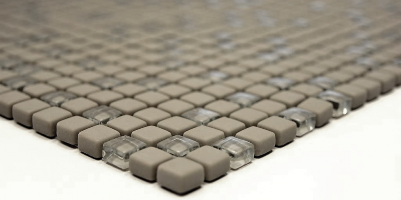 Hand-painted mosaic tile ECO Recycling GLAS Enamel cream matt glass MOS140-03C_m
