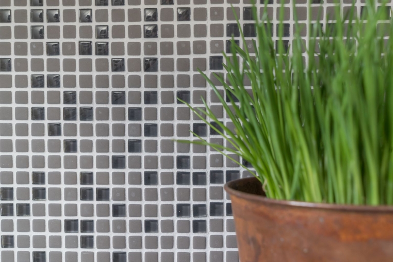 Glass mosaic Sustainable wall covering Tile Recycling Enamel gray-brown matt MOS140-05G