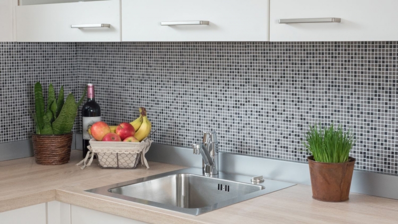 Glass mosaic Sustainable wall covering Tile Recycling Enamel gray-brown matt MOS140-05G
