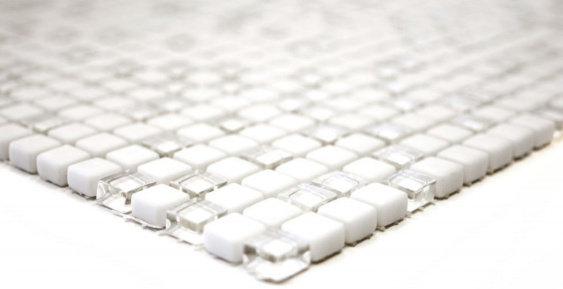Hand-painted mosaic tile ECO Recycling GLAS Enamel white matt glass MOS140-07W_m