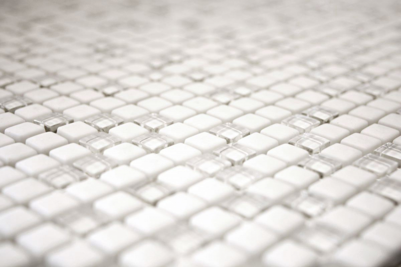 Hand-painted mosaic tile ECO Recycling GLAS Enamel white matt glass MOS140-07W_m