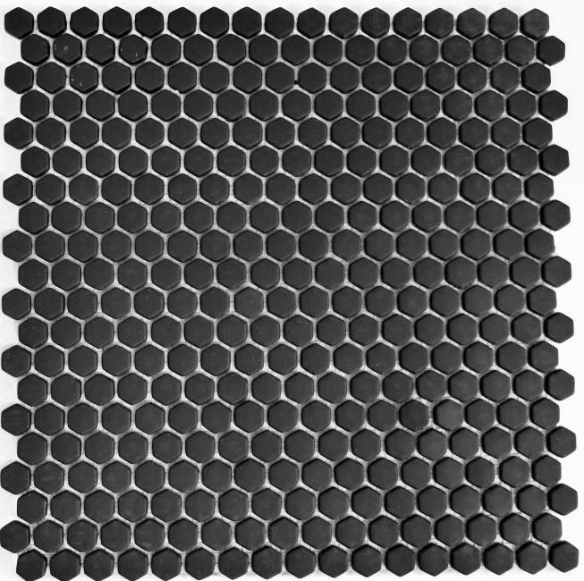 Hand-painted mosaic tile ECO Recycling GLAS Hexagon Enamel black matt MOS140-HX11B_m