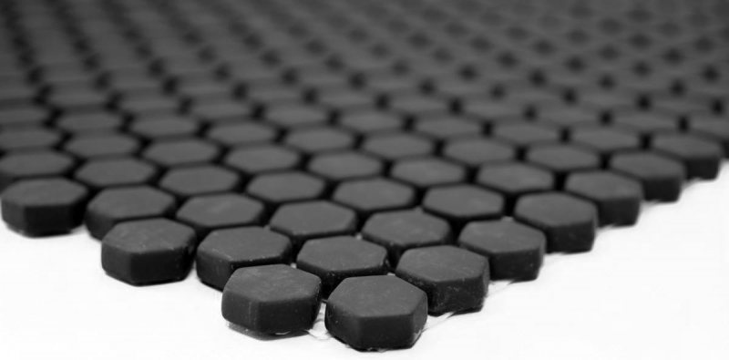 Hand-painted mosaic tile ECO Recycling GLAS Hexagon Enamel black matt MOS140-HX11B_m