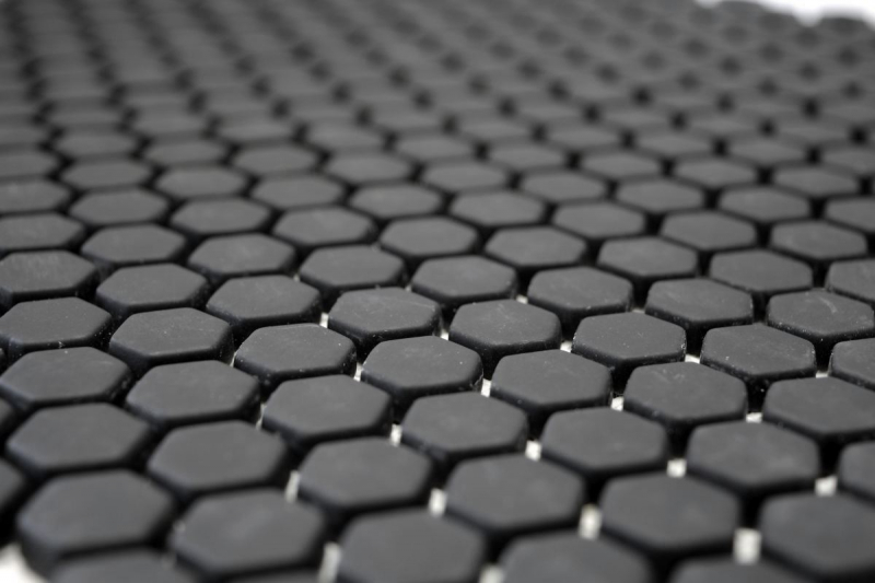Hand-painted mosaic tile ECO Recycling GLAS Hexagon Enamel black matt MOS140-HX11B_m