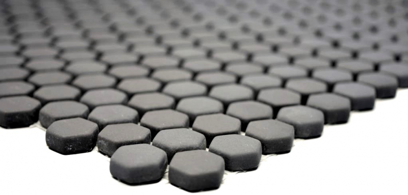 Hand-painted mosaic tile ECO Recycling GLAS Hexagon Enamel gray-brown matt MOS140-HX15G_m
