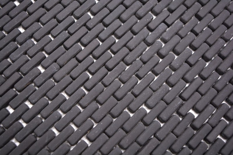 Glass mosaic Sustainable wall covering Tile backsplash Recycling Brick Enamel black matt MOS140-B21B