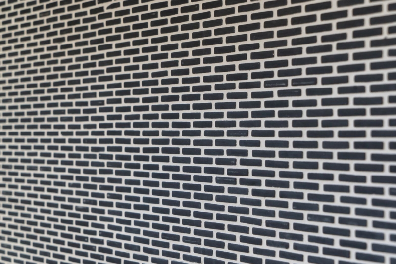 Glass mosaic Sustainable wall covering Tile backsplash Recycling Brick Enamel black matt MOS140-B21B
