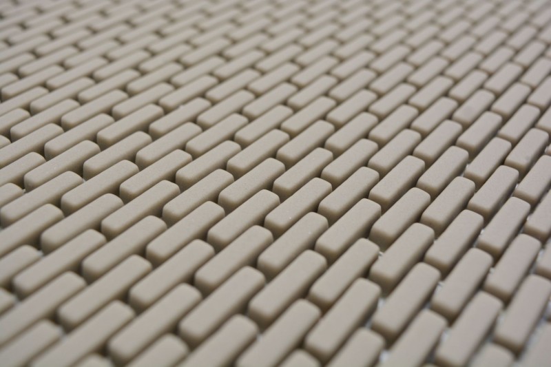 Glass mosaic Sustainable wall covering Tile backsplash Recycling Brick Enamel cream matt MOS140-B23C