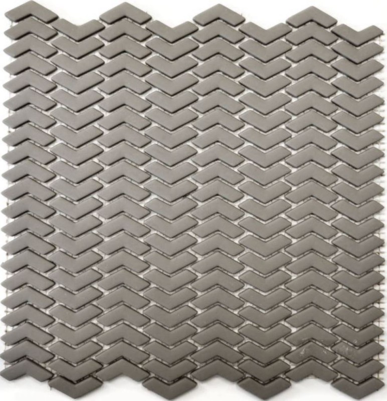 Hand-painted mosaic tile ECO Recycling GLASS Herringbone Enamel cream matt MOS140-HB33C_m