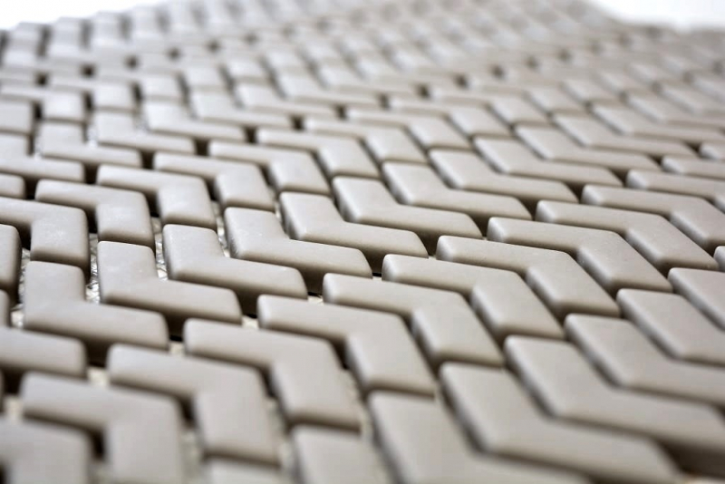 Hand-painted mosaic tile ECO Recycling GLASS Herringbone Enamel cream matt MOS140-HB33C_m