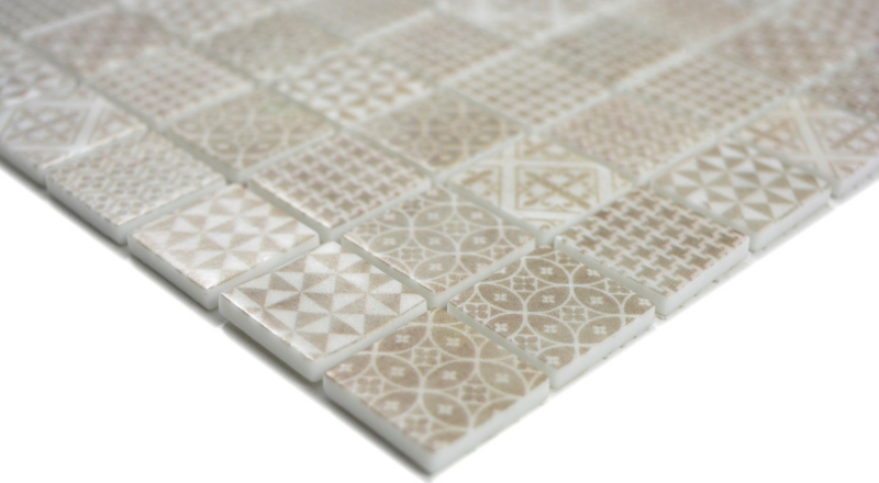 Retro vintage mosaic tile ECO GLAS beige patchwork MOS145-P-50_f | 10 mosaic mats