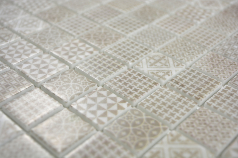 Retro vintage mosaic tile ECO GLAS beige patchwork MOS145-P-50_f | 10 mosaic mats