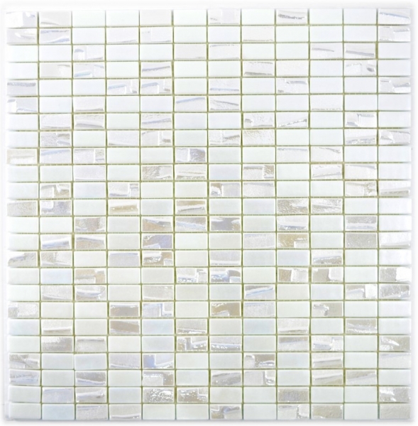 Glass mosaic Sustainable wall covering Recycling rectangle old white metallic 3D MOS355-01