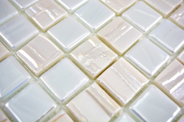 Hand sample mosaic tile ECO Recycling GLAS ECO white metallic 3D MOS355-11_m