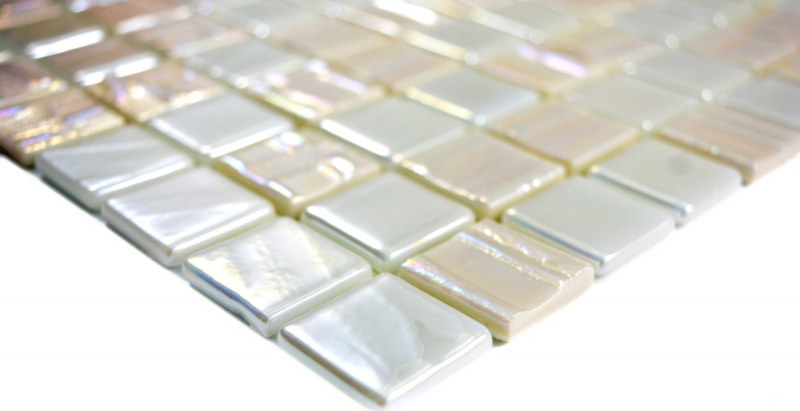 Hand sample mosaic tile ECO Recycling GLAS ECO white metallic 3D MOS355-11_m