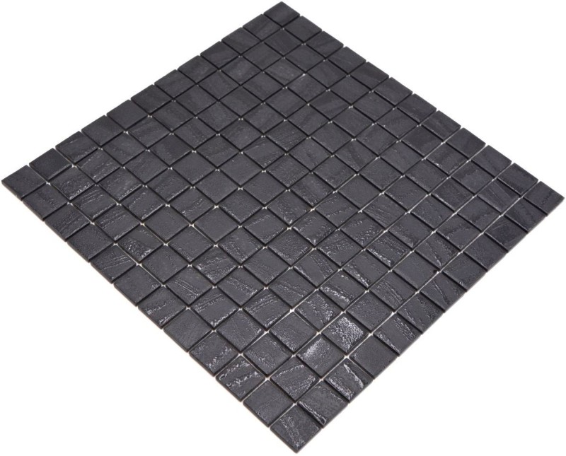 Glass mosaic Sustainable wall covering Tile backsplash Recycling black anthracite MOS360-03